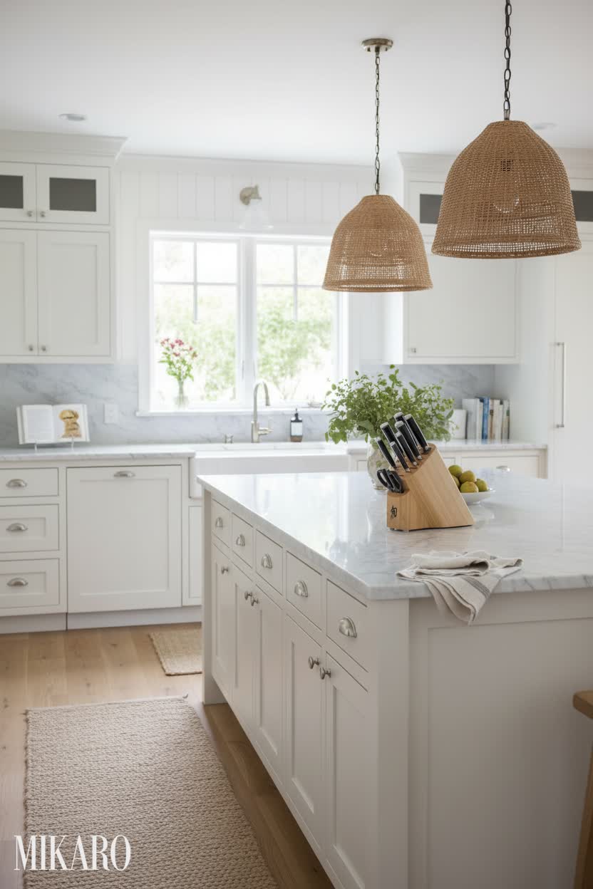 Hamptons Chic Kitchen with Shun Classic Knives