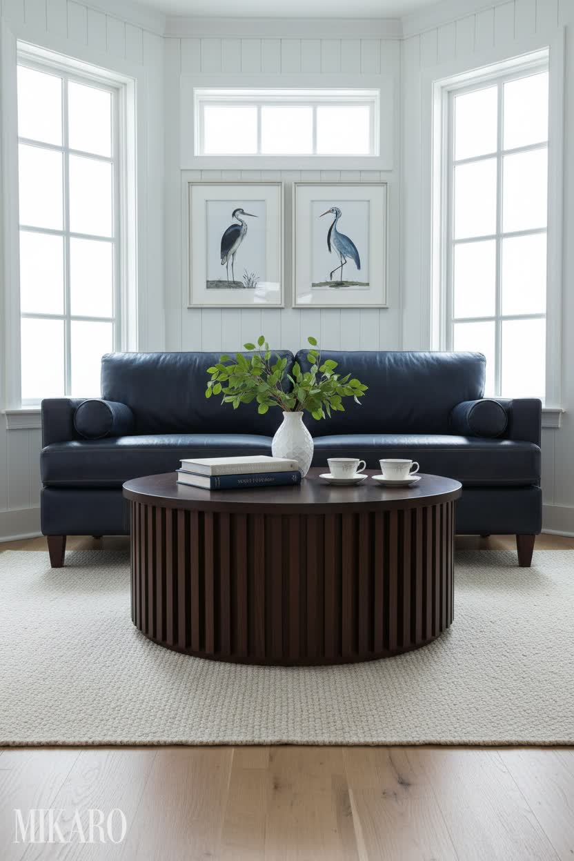 Hamptons: Coastal Elegance in a Bay Window Living Room