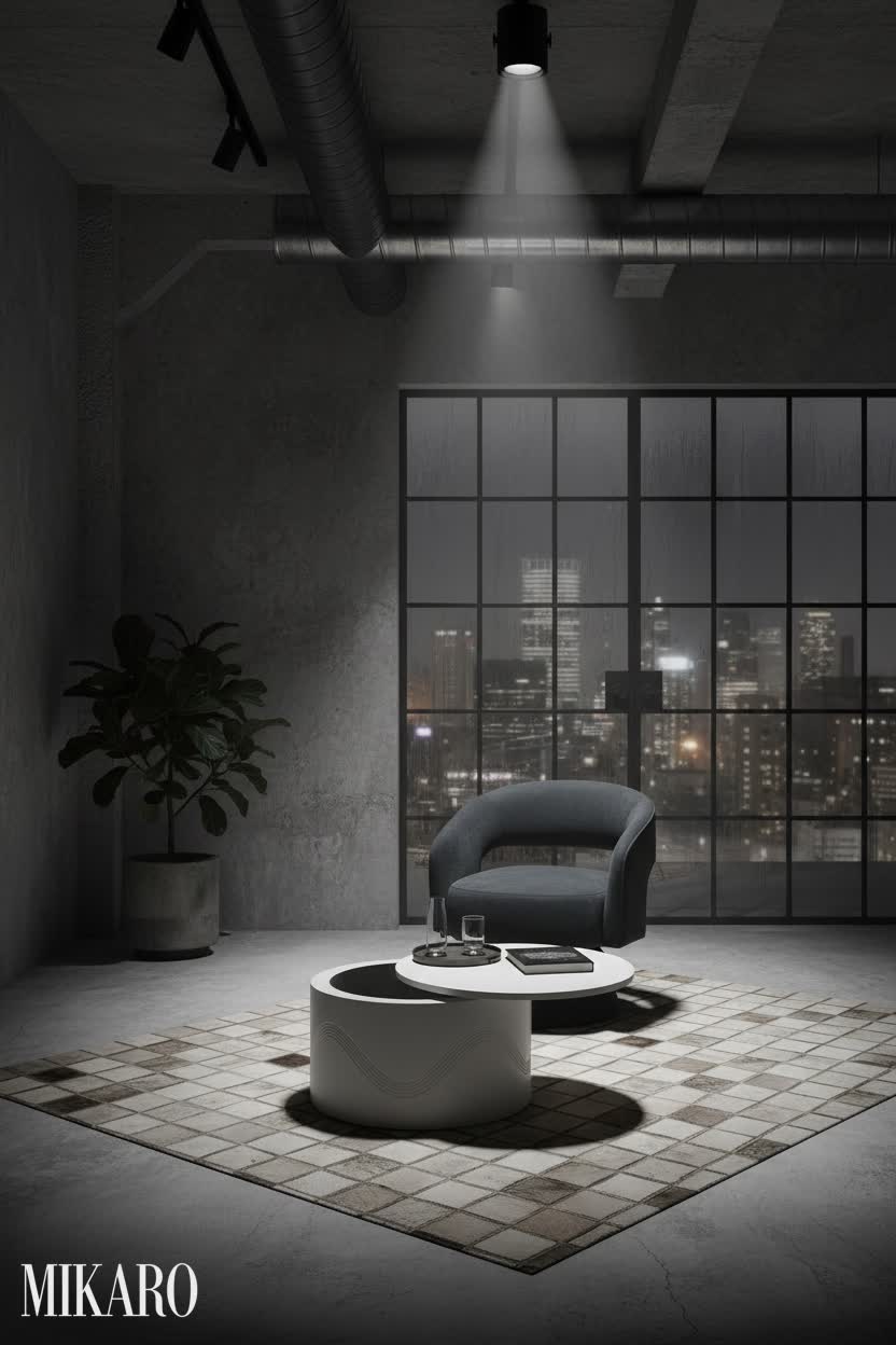 Industrial Conservatory: Urban Retreat with Velvet and Leather Textures