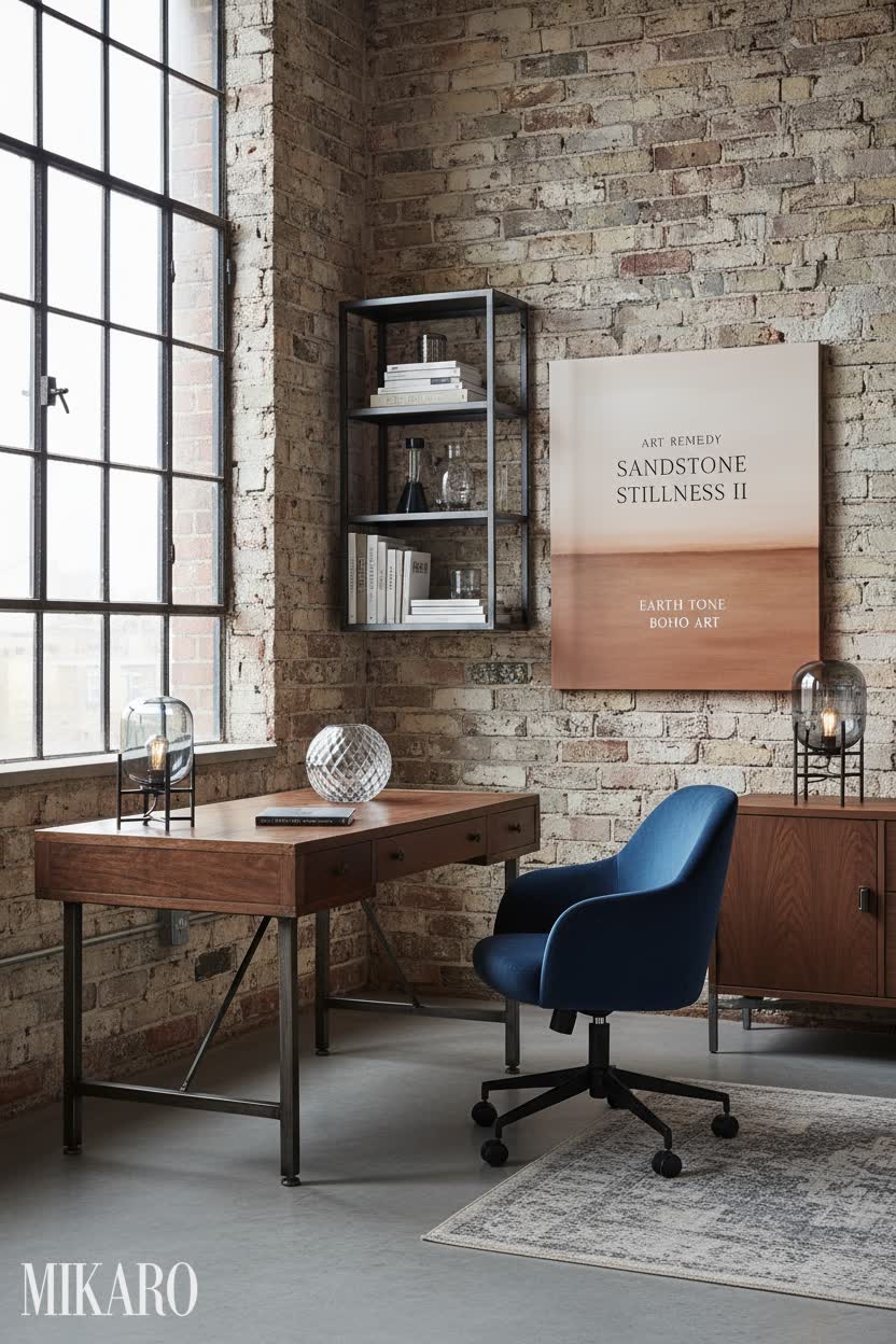 Industrial Home Office: Sophisticated Contrast