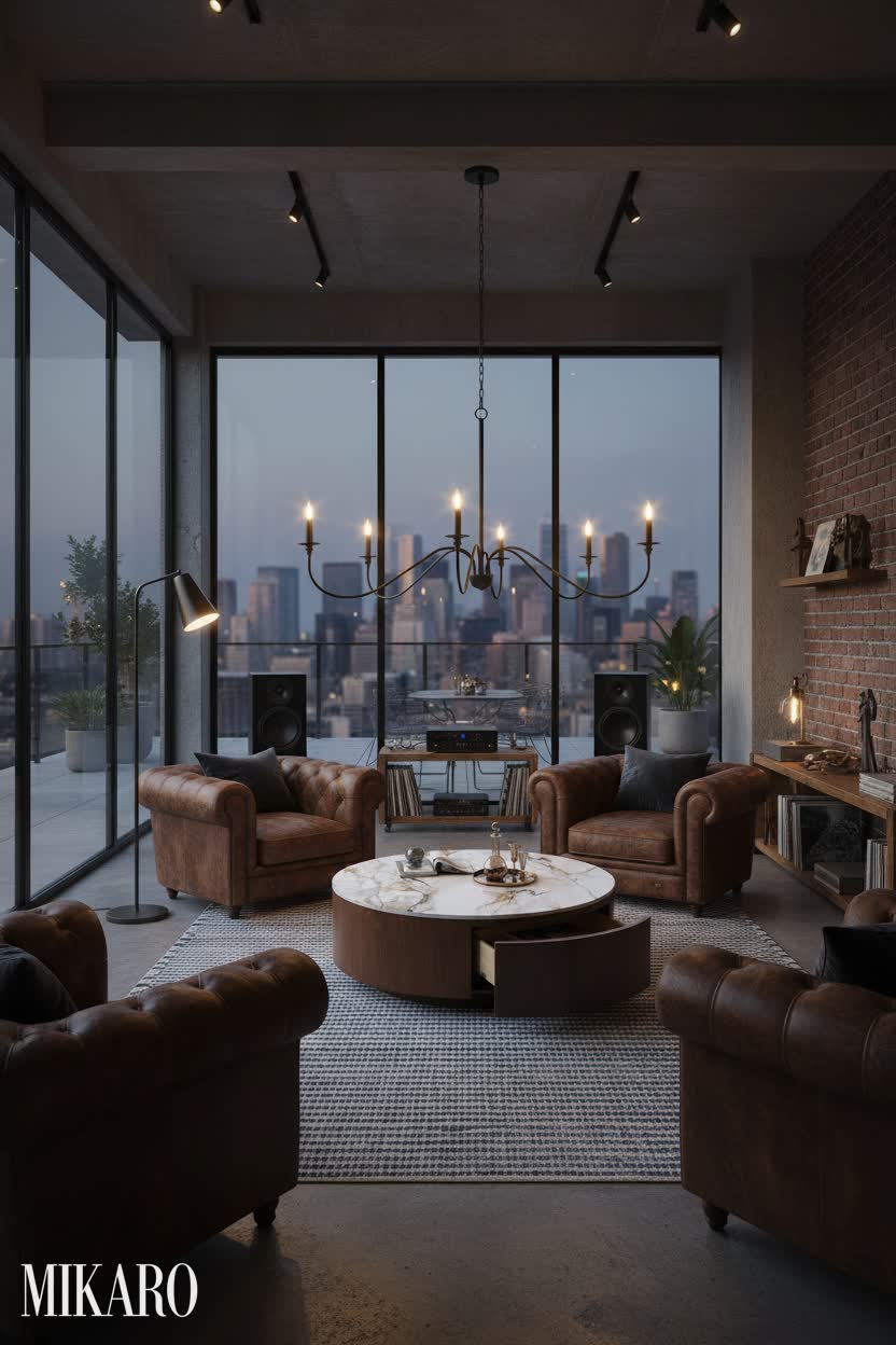 Industrial: Penthouse Listening Room with City Views