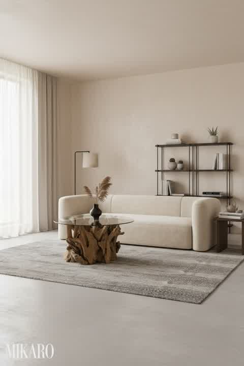 Japandi: Driftwood & Cream Zen Living Room