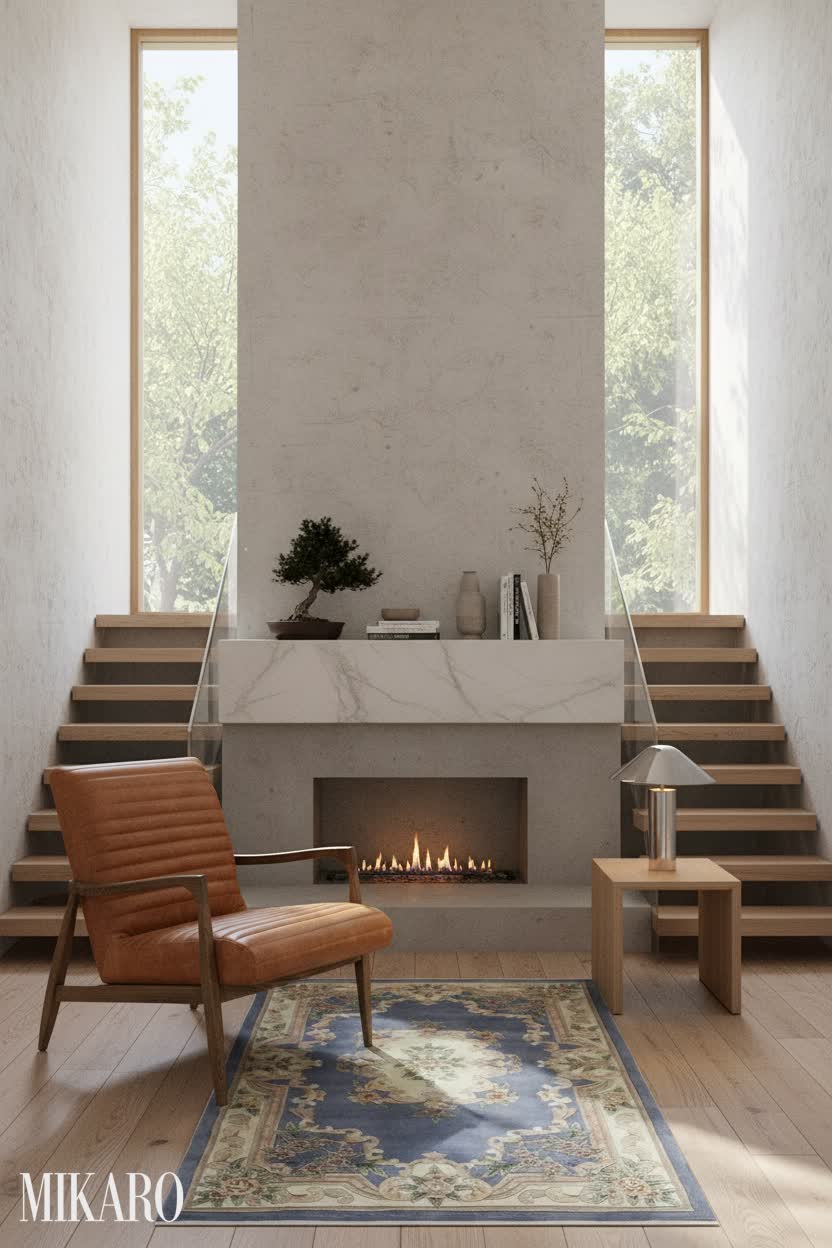 Japandi: Fireplace Mantel Serenity in a Modern Townhouse