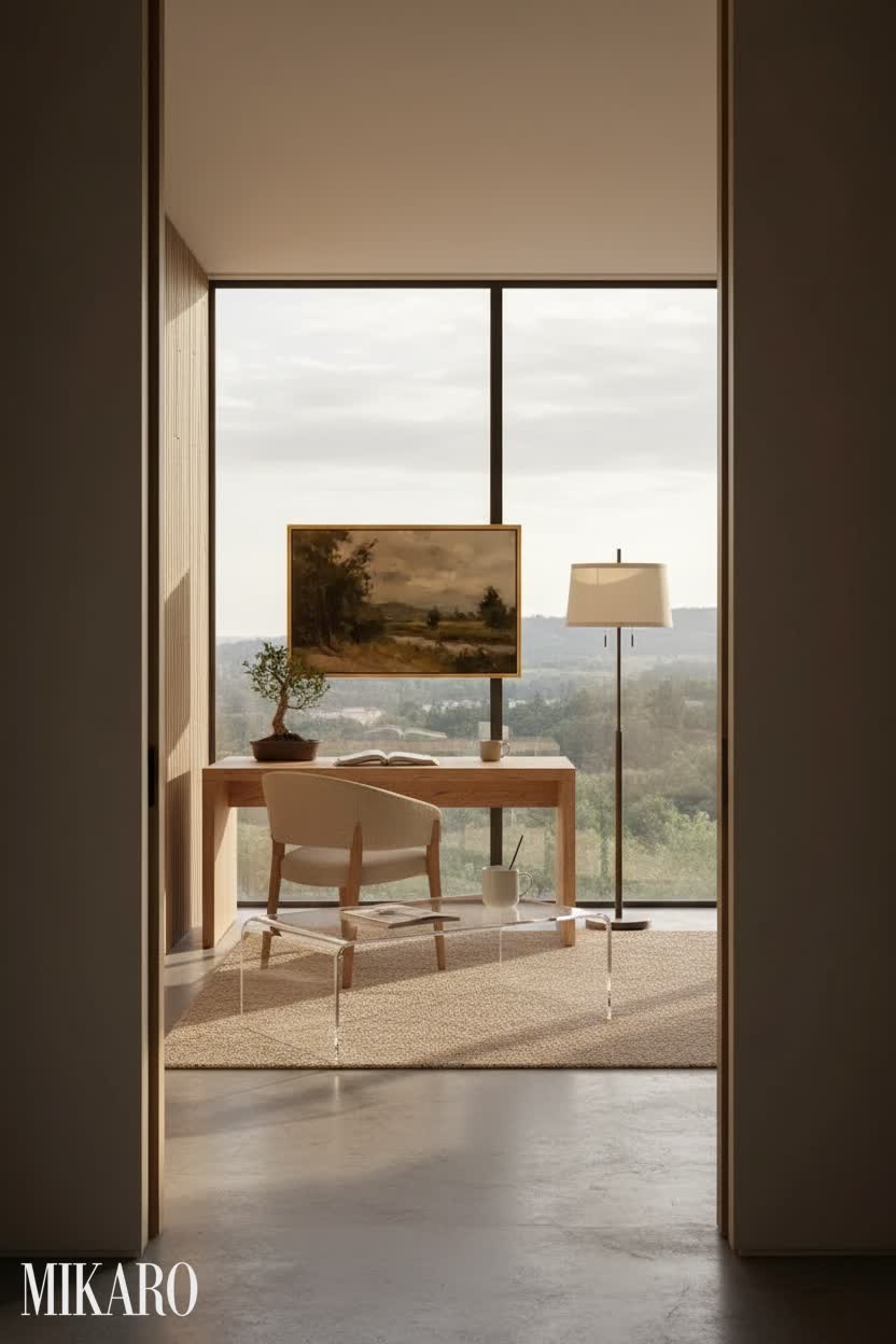 Japandi Homework Station: Minimalist Elegance with a View