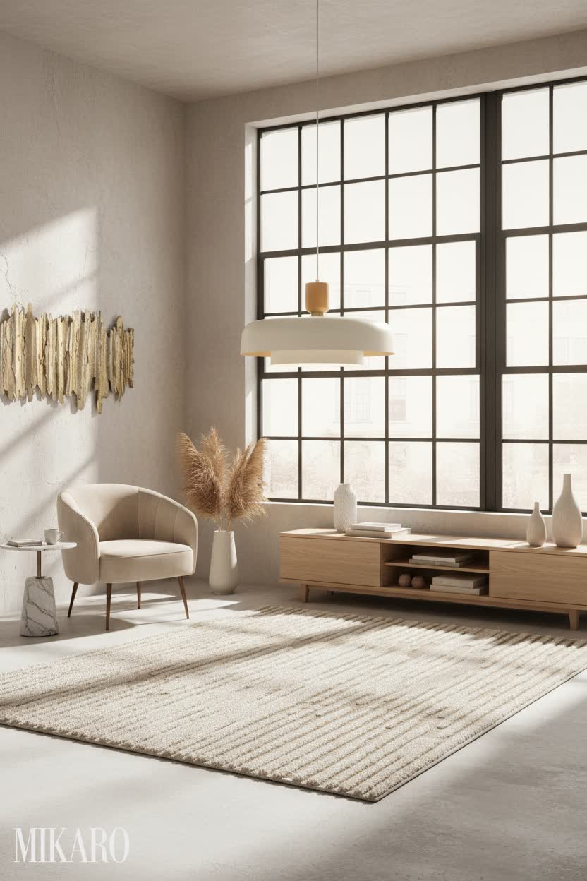 Japandi: Serene Basement Retreat with Earthy Elegance