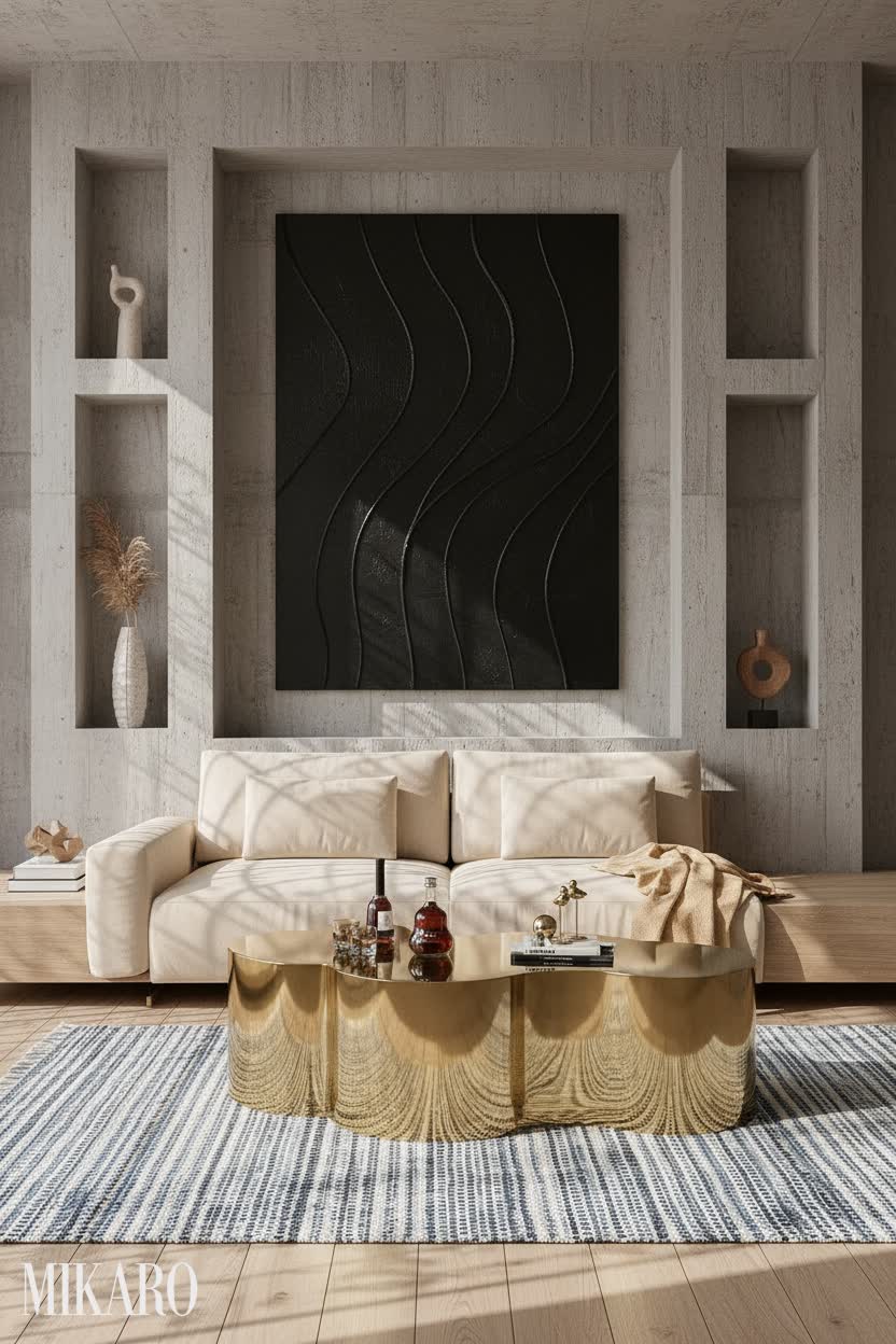 Japandi: Serene Brutalist Under-Stairs Lounge with Modern Accents