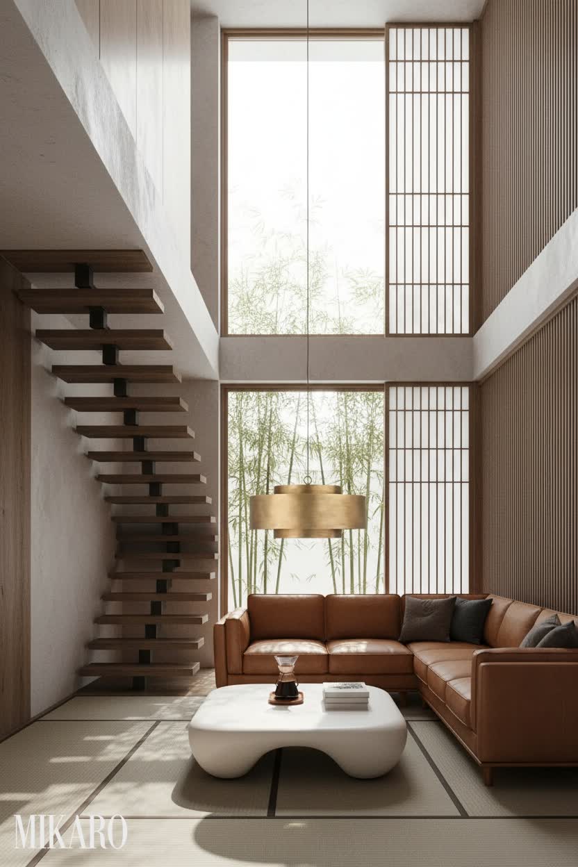 Japandi: Serene Coffee Station in a Narrow Townhouse