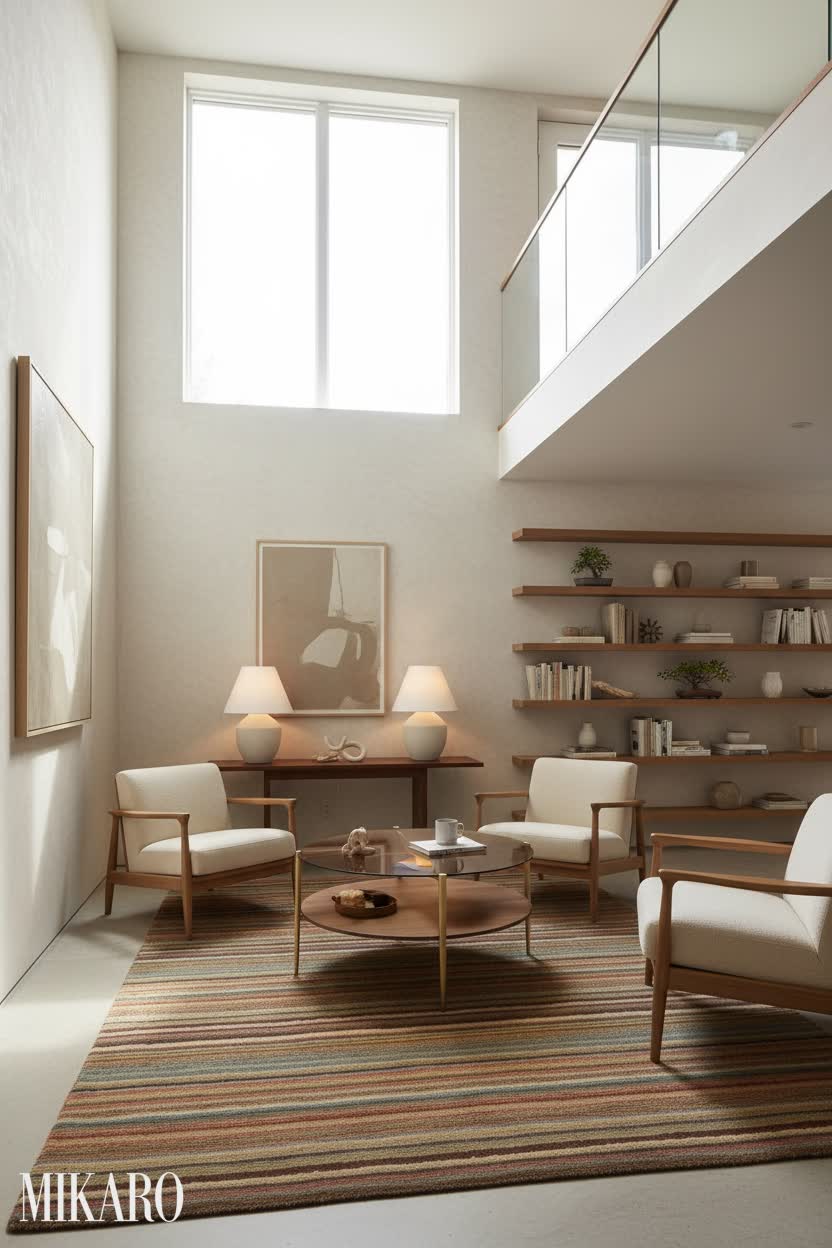 Japandi: Serene Reading Nook in a Split-Level Home