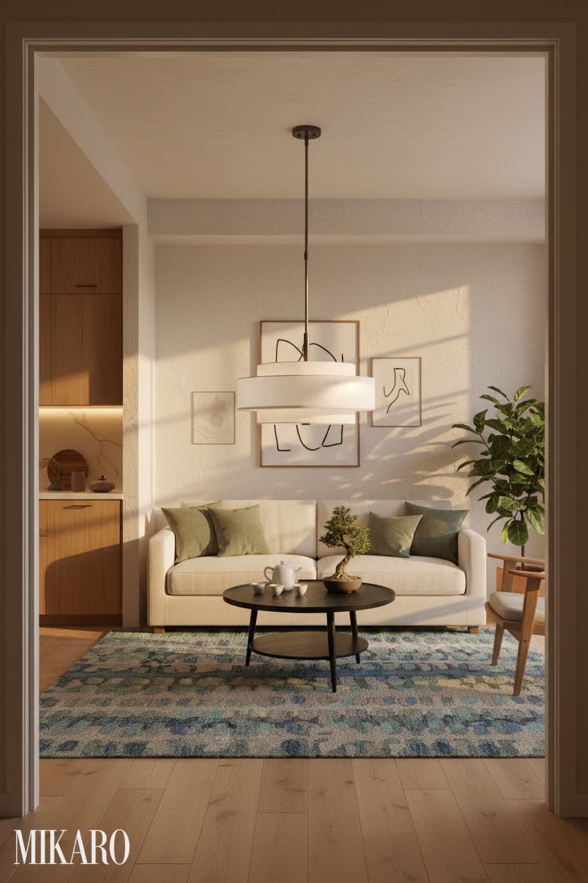 Japandi: Serene Solarium Living in a Studio Apartment