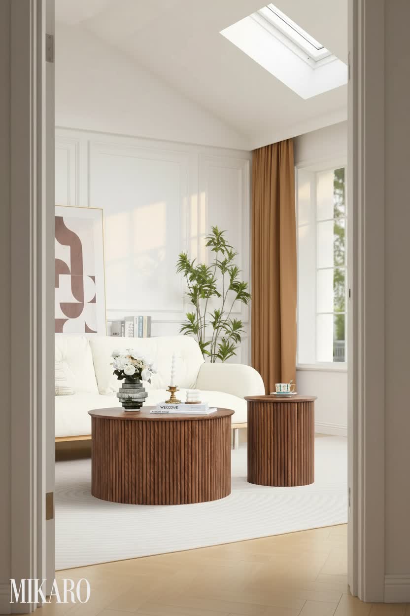 Japandi Study: Minimalist Tranquility with Golden Hour Glow