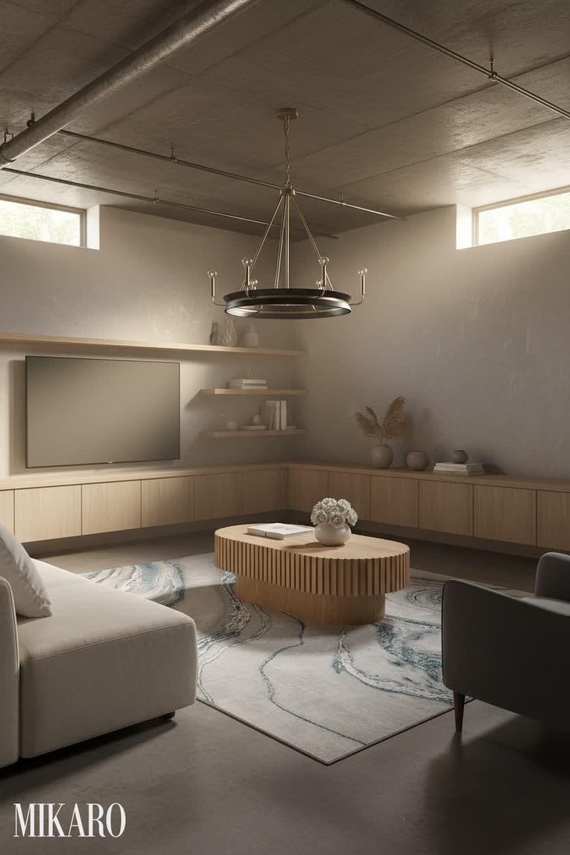 Japandi: Tranquil Basement Media Room Retreat