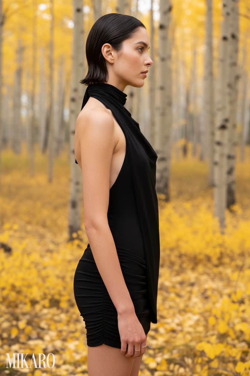 Jet Black Halter Mini Dress