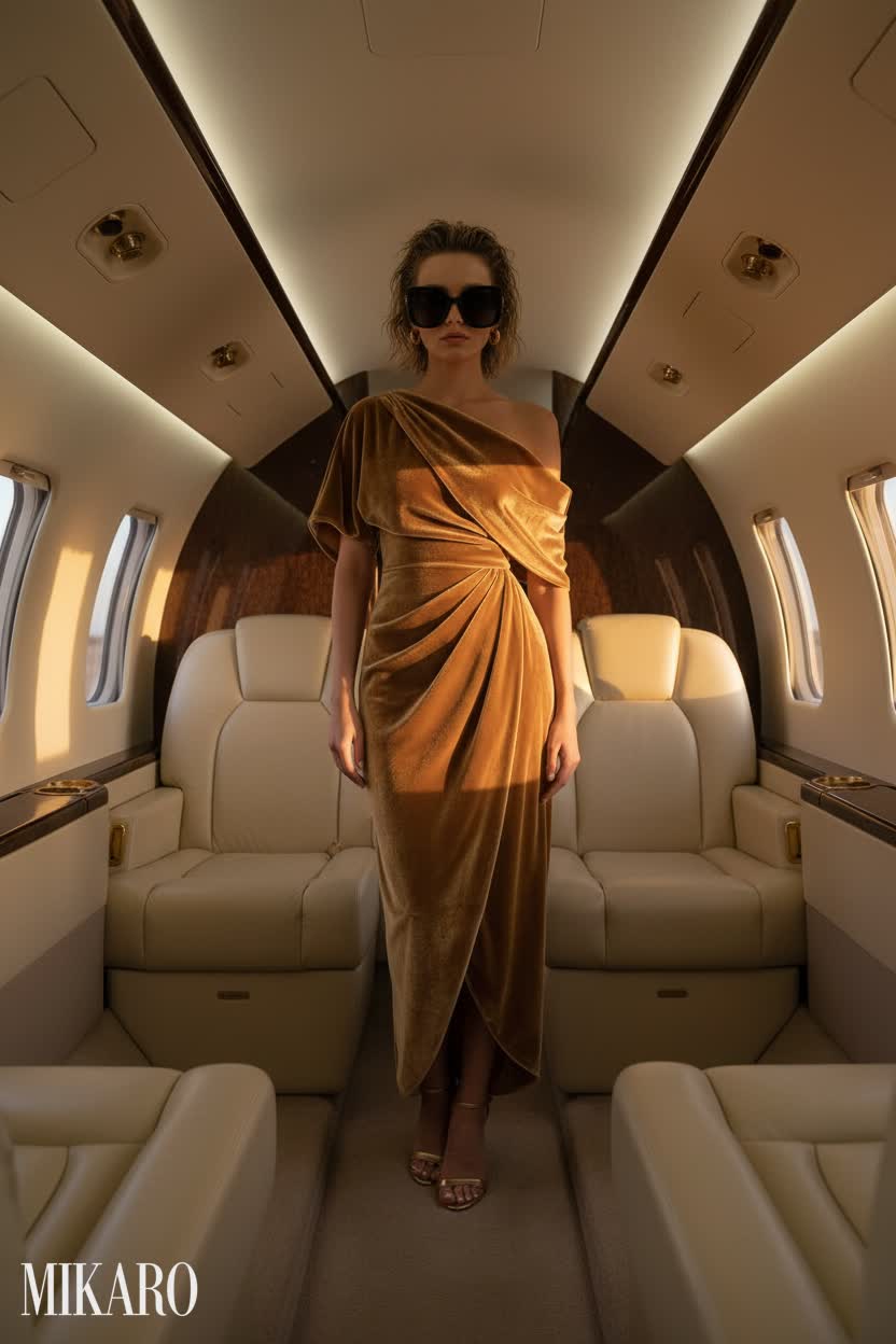 Jet-Set Glamour: Golden Hour Elegance in Velvet
