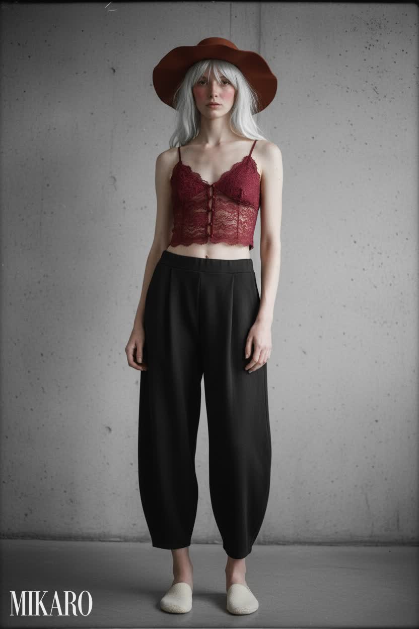Lantern Pant & Lace Crop Top Ensemble