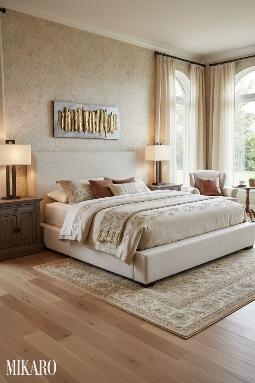 Luxurious French Country Bedroom Decor with Devin Bed & Gossard Lamp