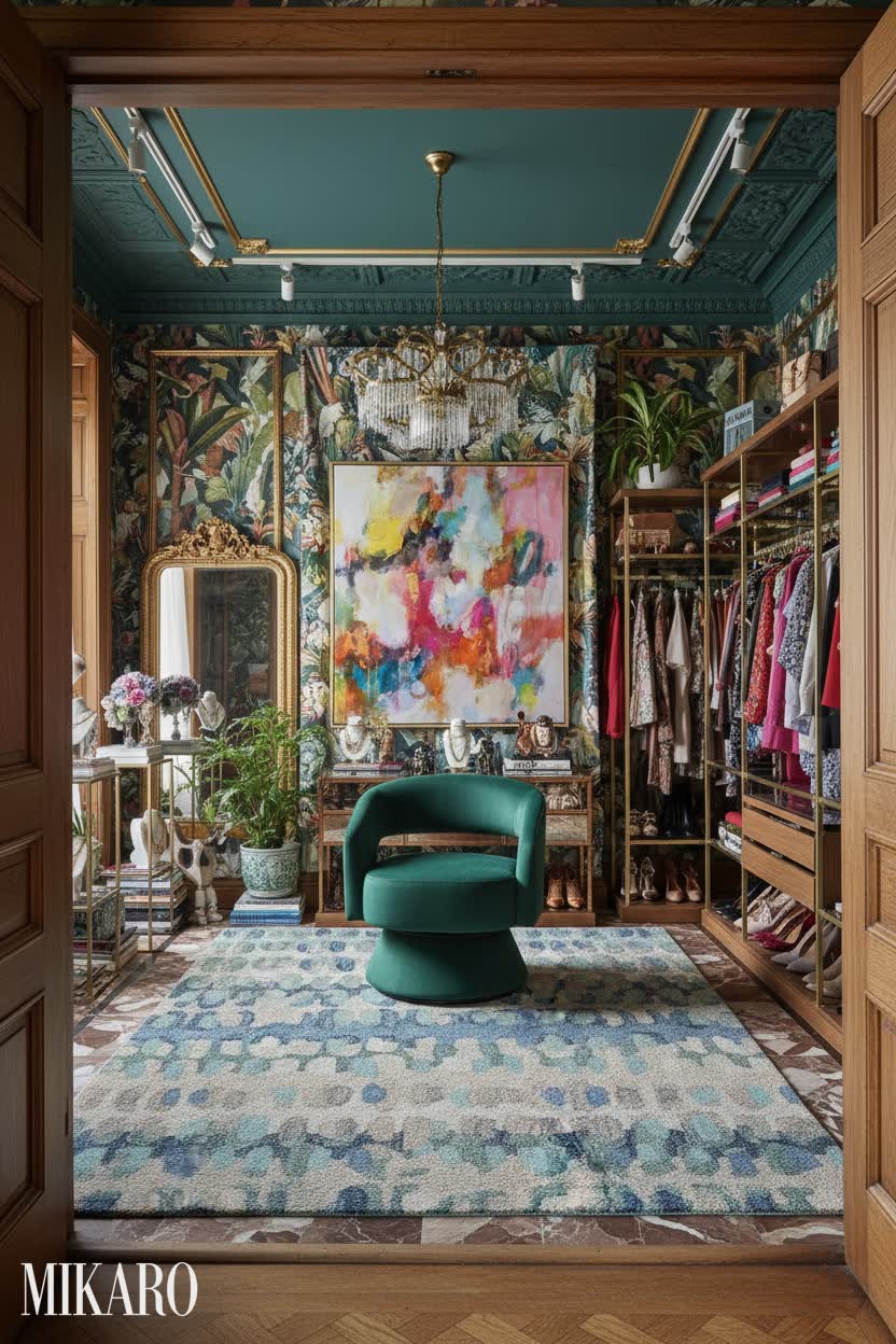 Maximalism: Luxurious Walk-in Closet with Historical Charm