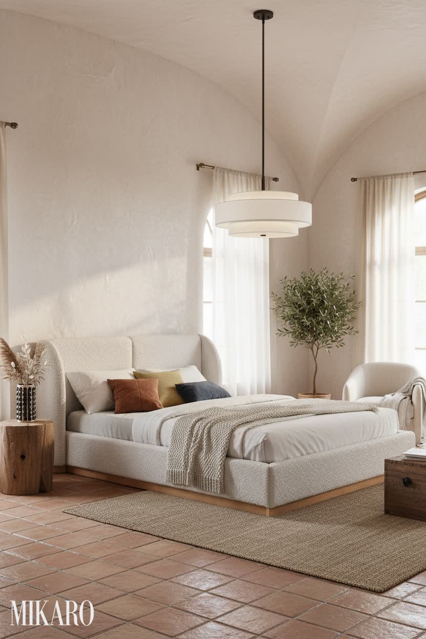 Mediterranean Bedroom: Airy Cream & Boucle Textures