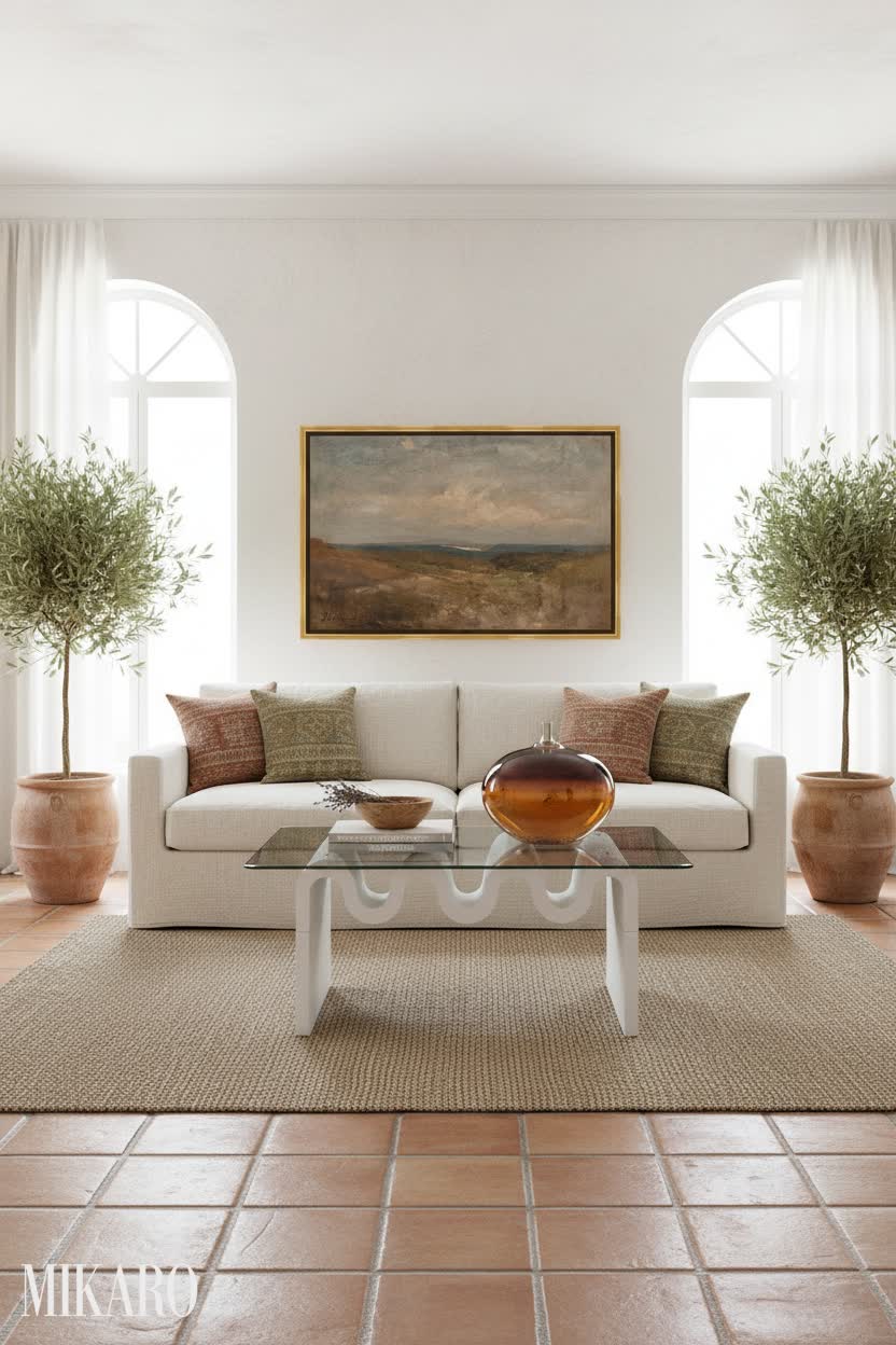 Mediterranean Living Room: Coastal Elegance & Organic Forms