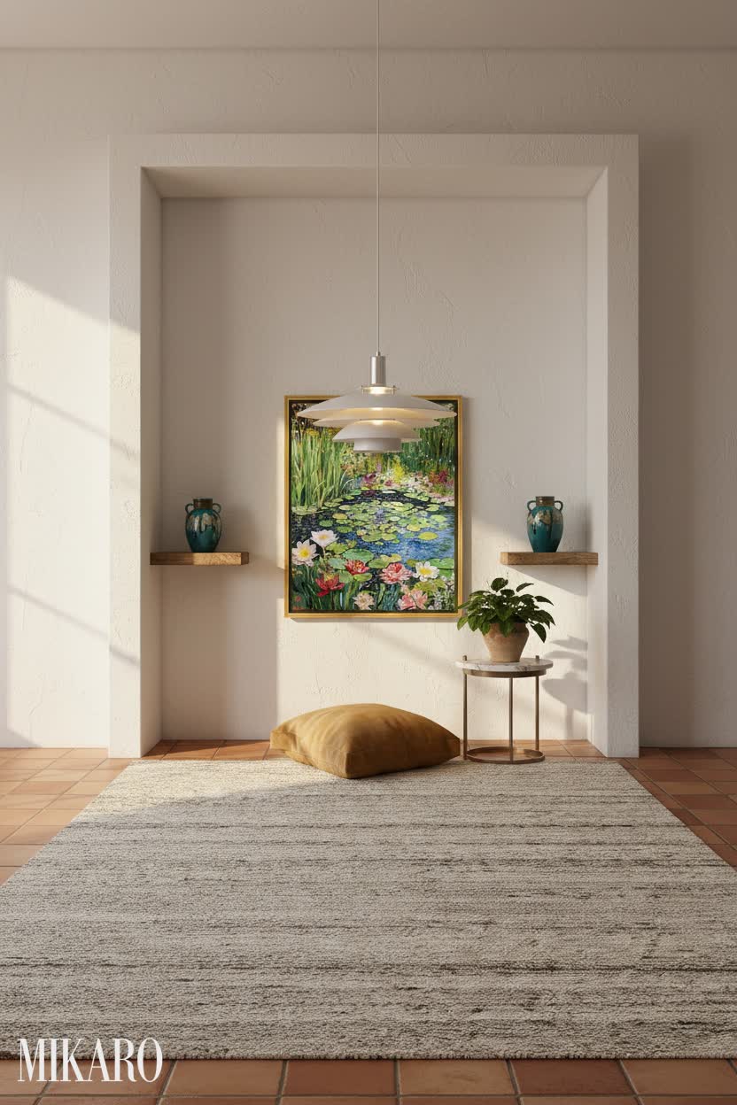 Mediterranean Recessed Niche: Golden Hour Serenity & Modern Accents