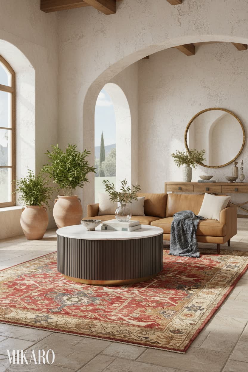 Mediterranean Serenity: Living Room Elegance with Traditional Touches