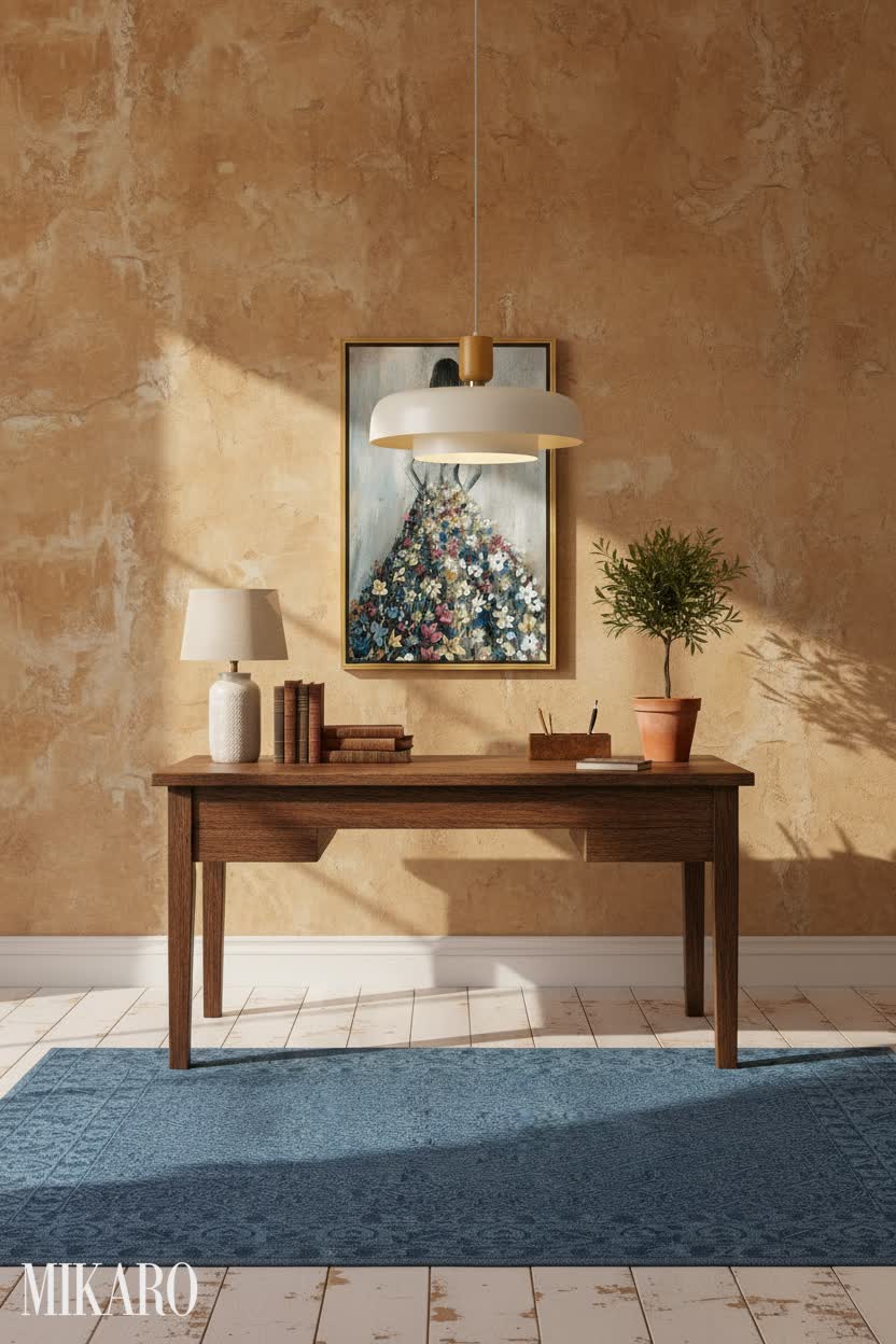 Mediterranean: Tranquil Homework Haven with Earthy Tones and Artistic Flair