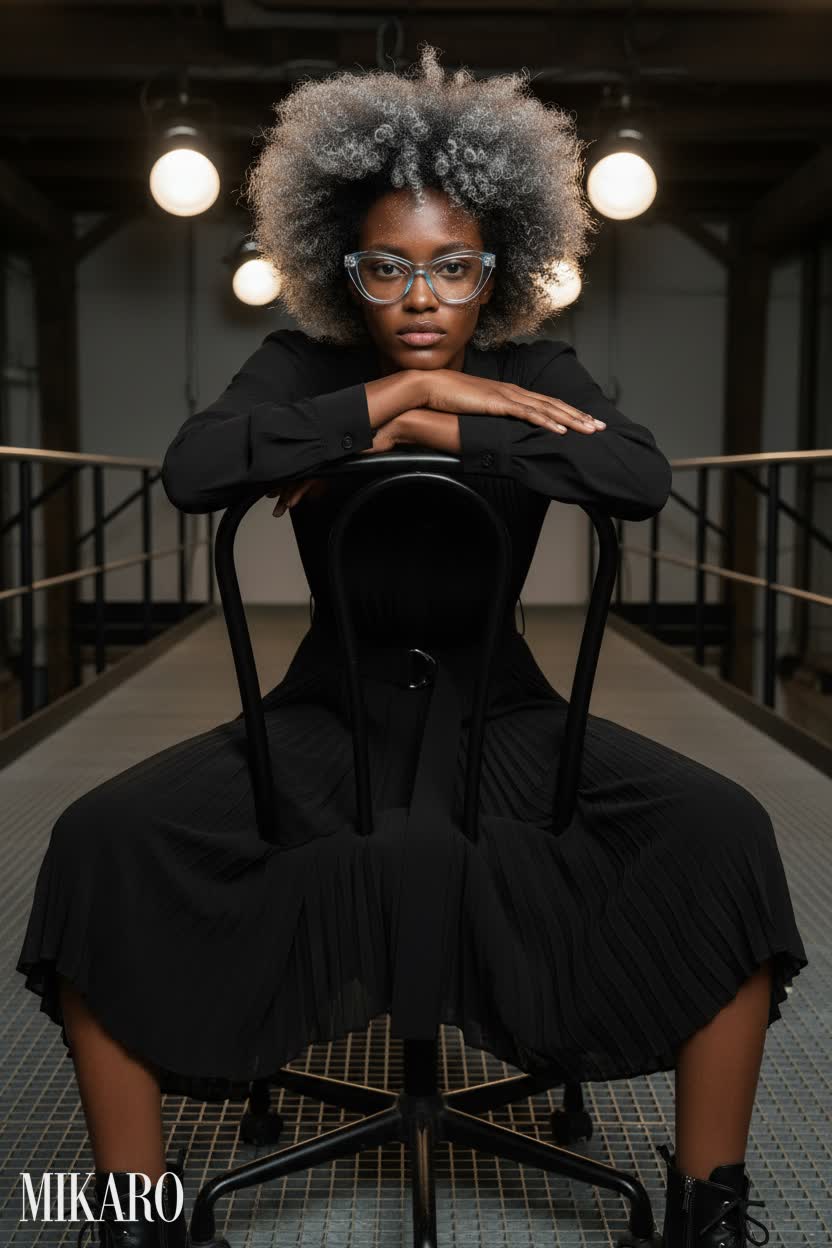 Michael Kors Pleated Shirtdress & Swarovski Eyewear