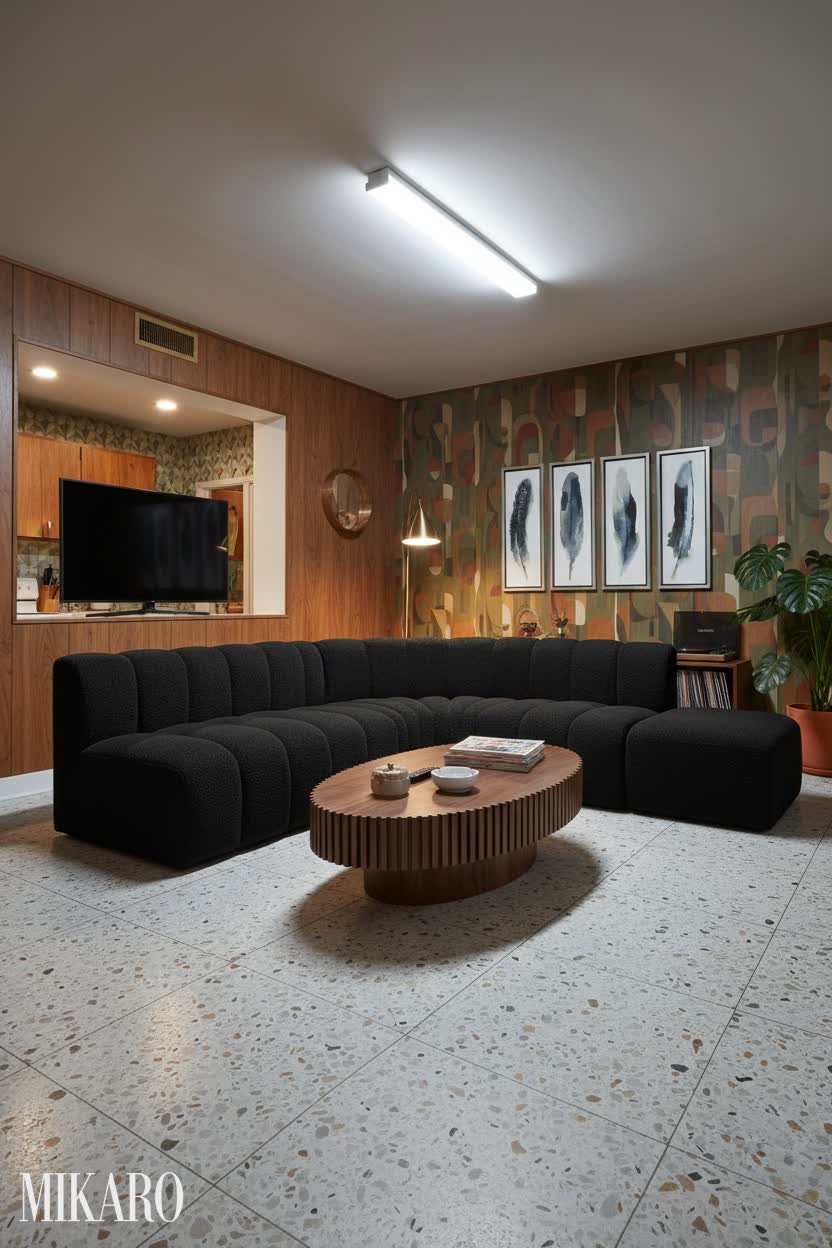 Mid-Century Modern: Studio Apartment Transformation with a Cozy Media Room