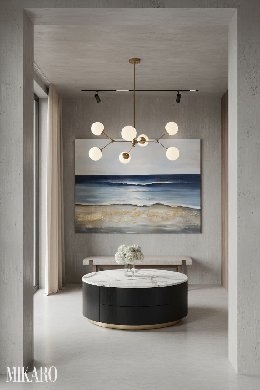 Minimalist Landing: Serene Coastal Art & Modern Elegance