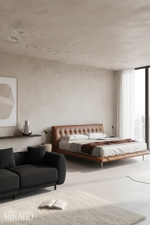 Minimalist Loft: Cognac Leather & Sherpa Comfort