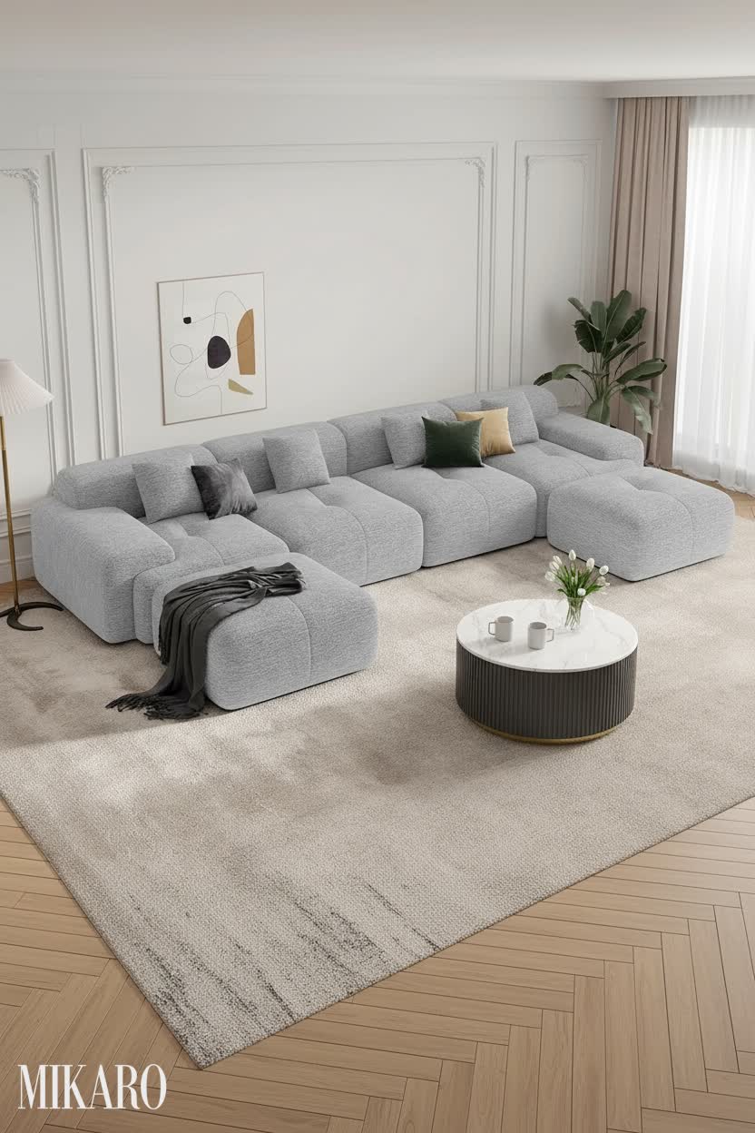 Modern: Chic Grey Textures for Living Room Comfort