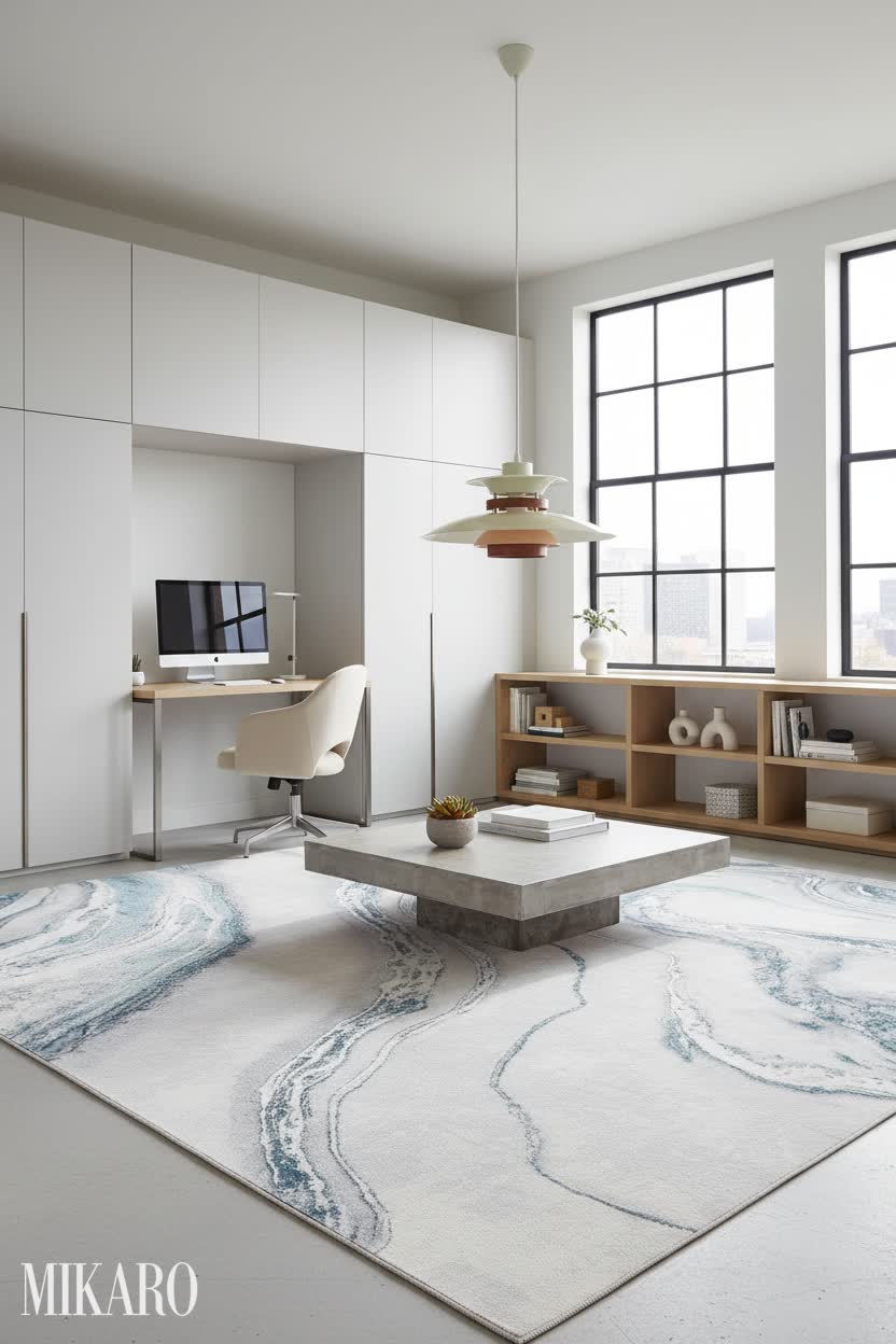 Modern Cloffice: Minimalist Workspace with Architectural Elements