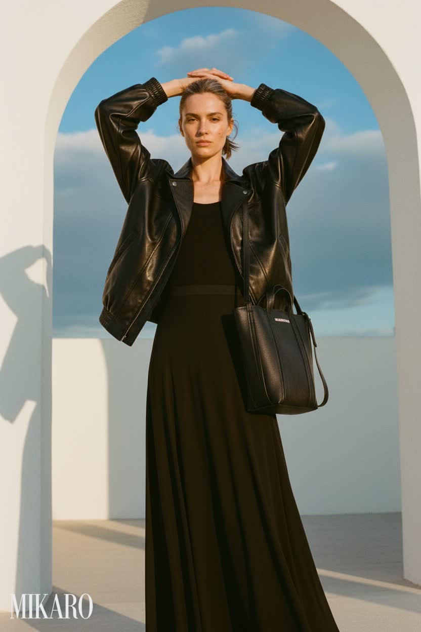 Modern Edge: Leather and Maxi Skirt Ensemble