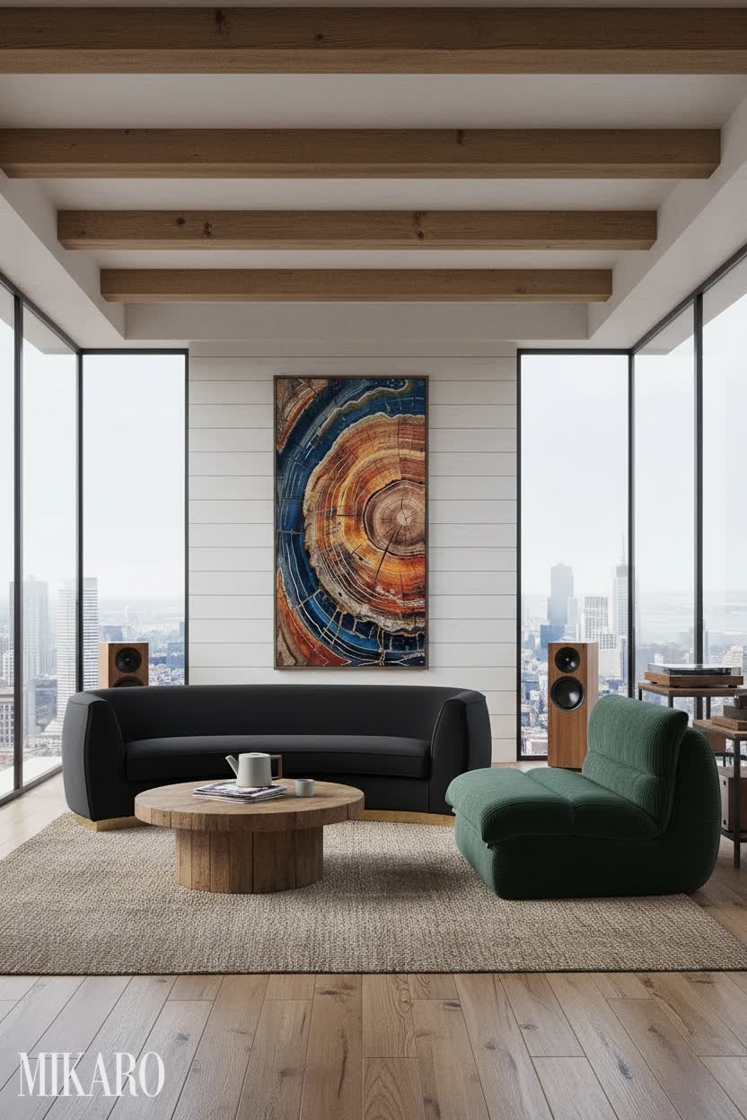 Modern Farmhouse Listening Room: Penthouse Perfection with City Views