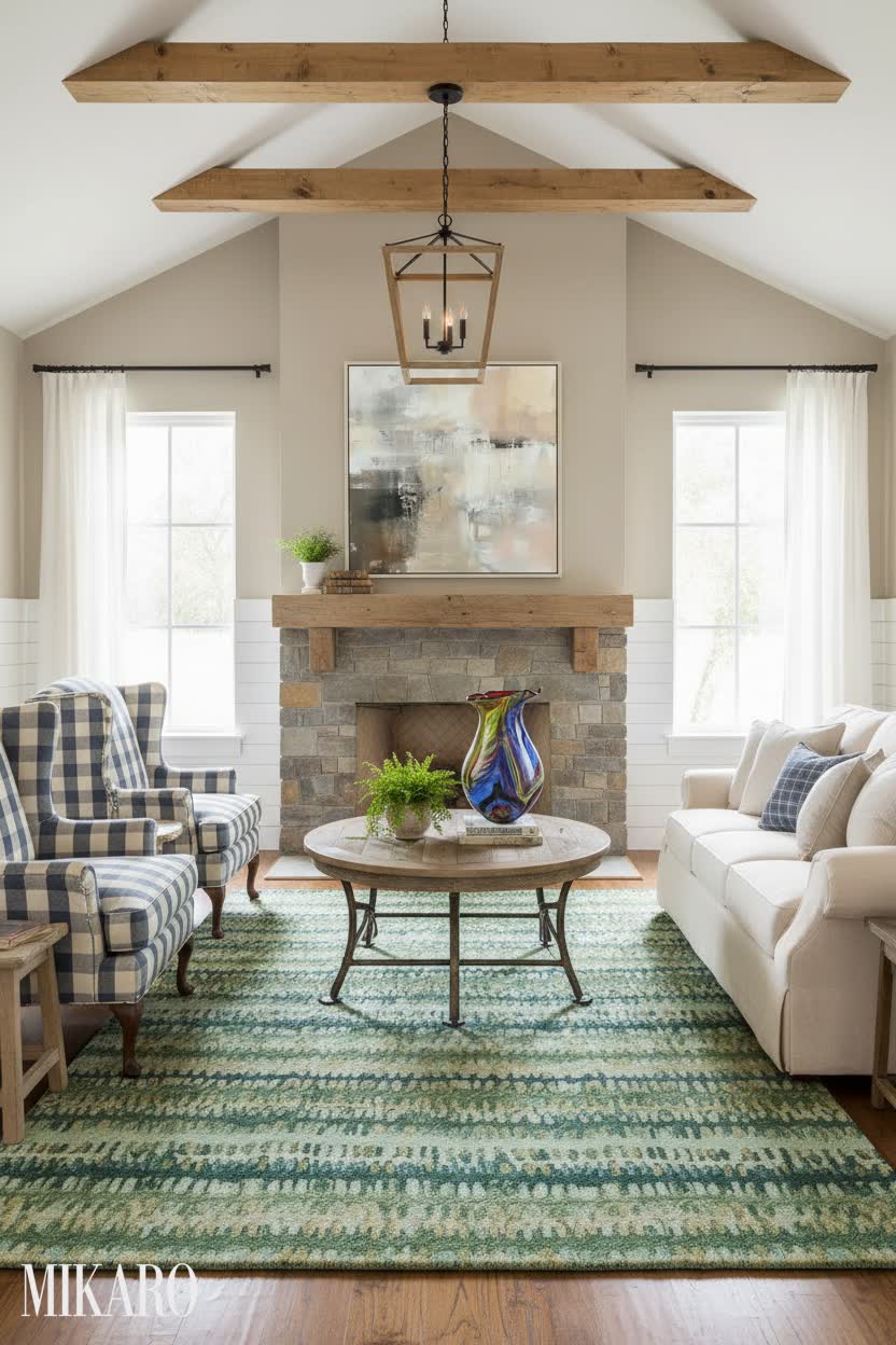 Modern Farmhouse Living: Green & Blue Rug Ideas