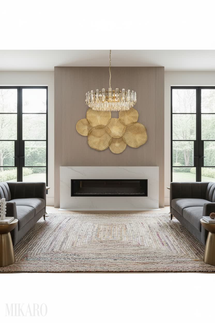 Modern: Luxurious Mantelpiece Featuring Unique Art and Crystal Brilliance