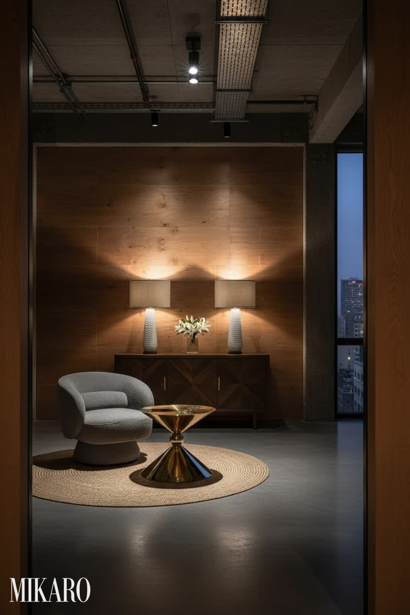 Neo-Industrial: A Sophisticated Cloffice with Timber Walls