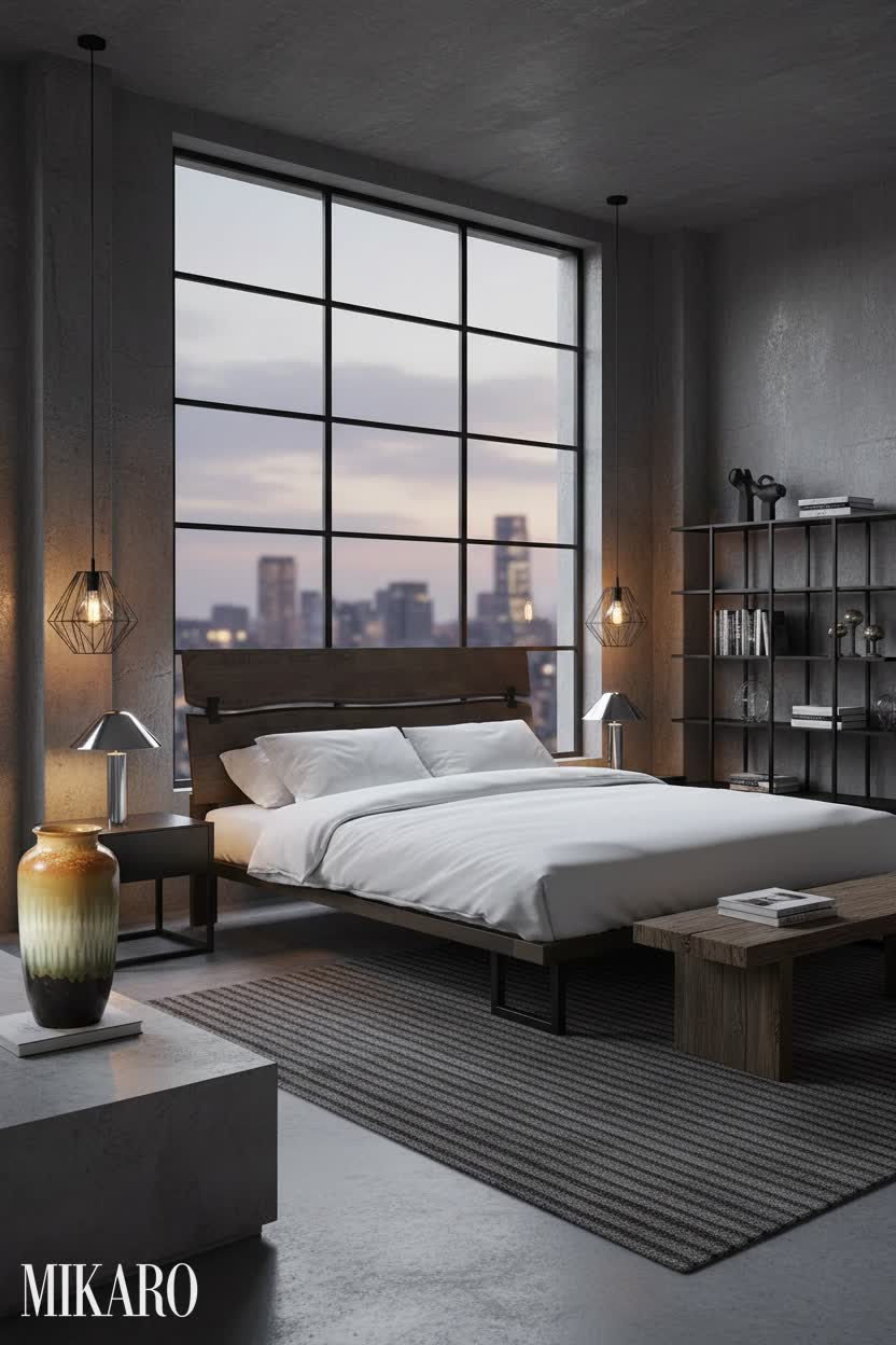 Neo-Industrial King Bedroom Oasis: Steve Silver Pasco Bed & Nordic Lamps