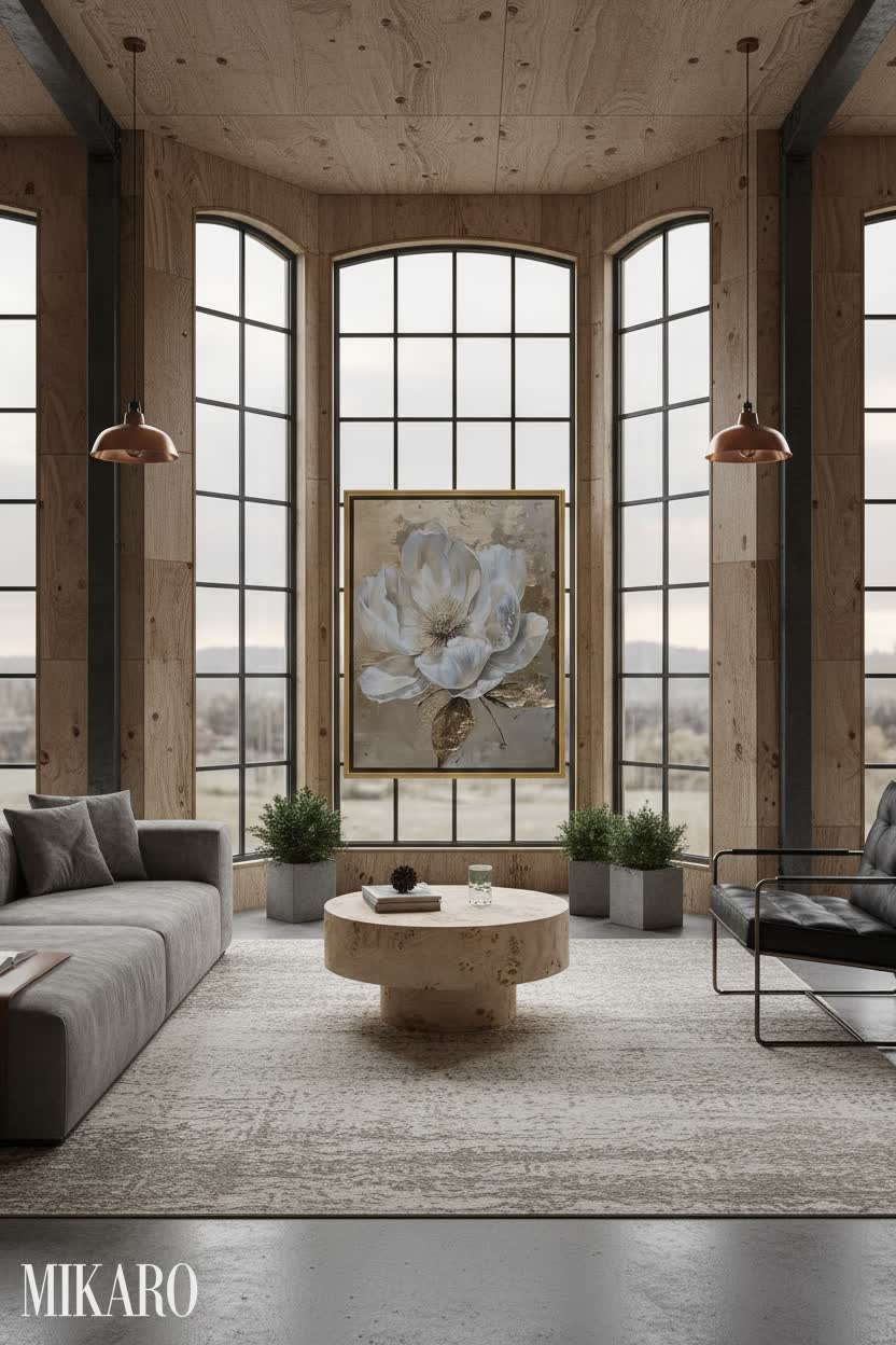 Neo-Industrial: Refined Rawness in a Bay Window Lounge