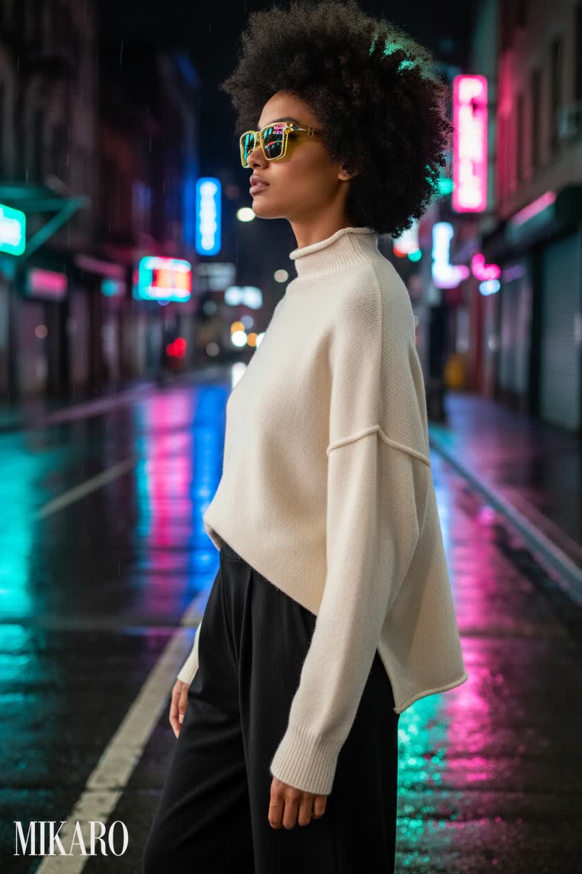 Night City Neon: Modern Comfort in Cream and Black