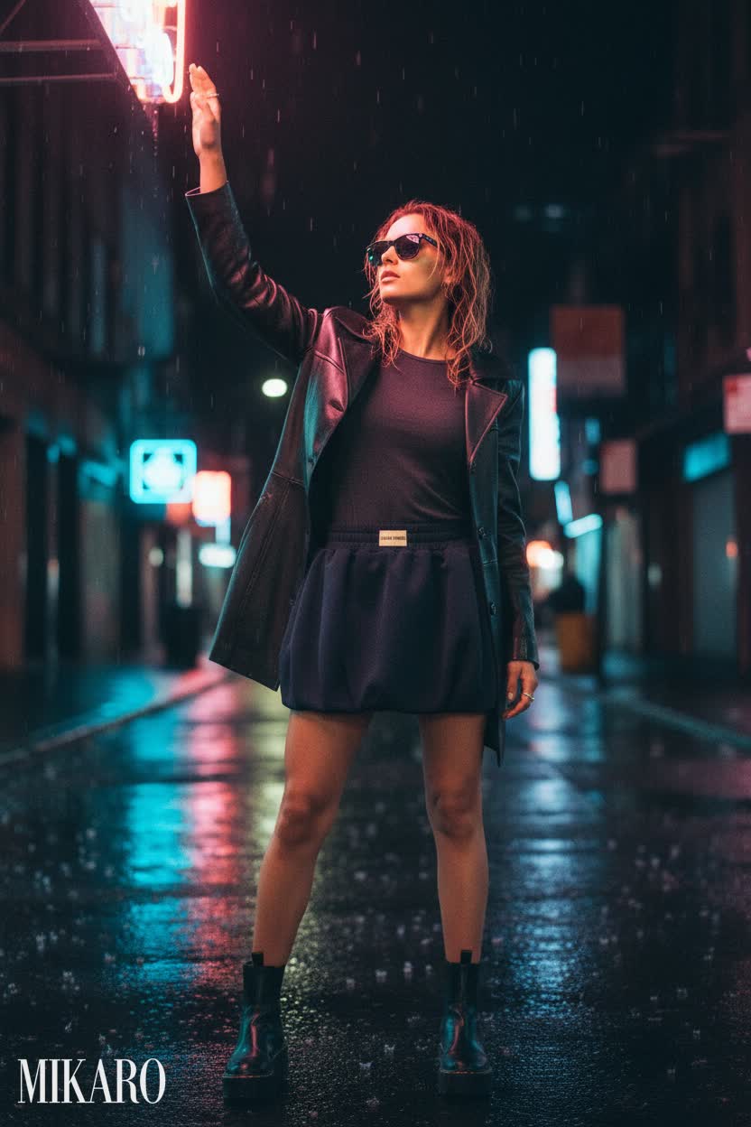 Night City Sleaze: Leather & Bubble Skirt Combo