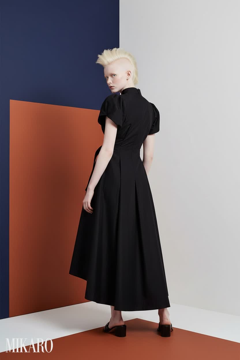 Punk-Inspired Puff Sleeve Midi Dress