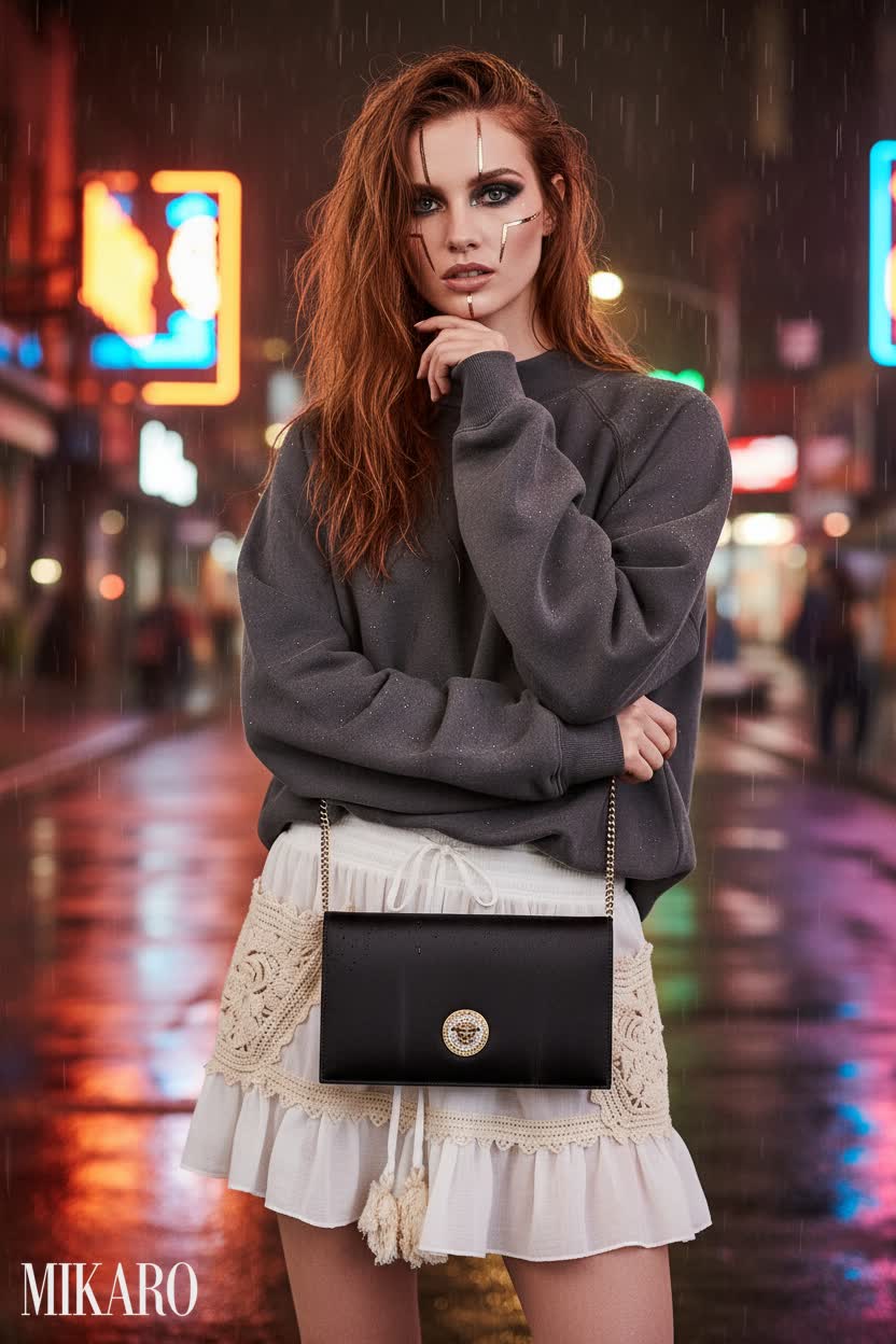 Rainy Night City Street Style