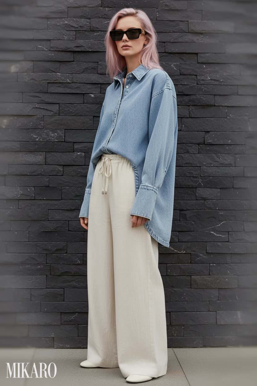 Relaxed Denim and Linen Ensemble
