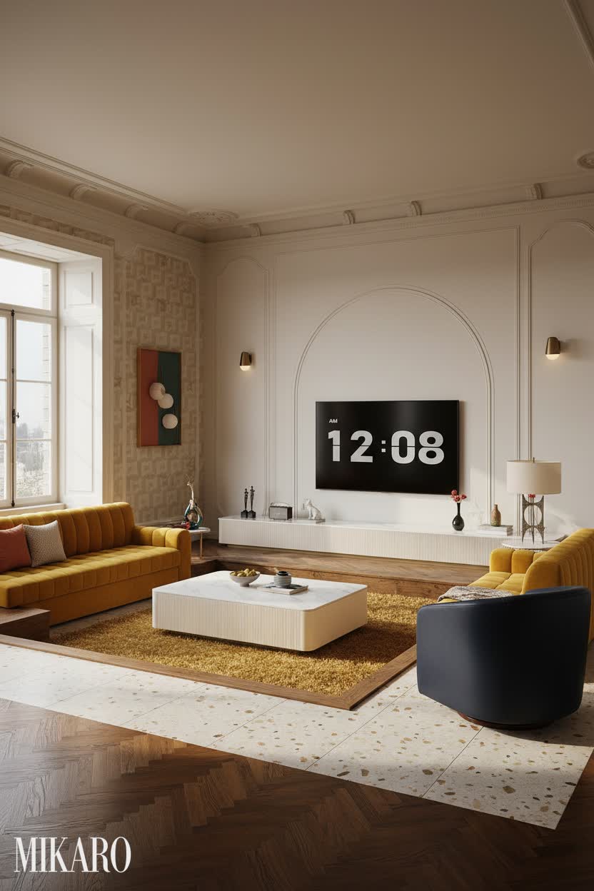 Retro Conversation Pit: Mid-Century Glamour in a Historical Living Room