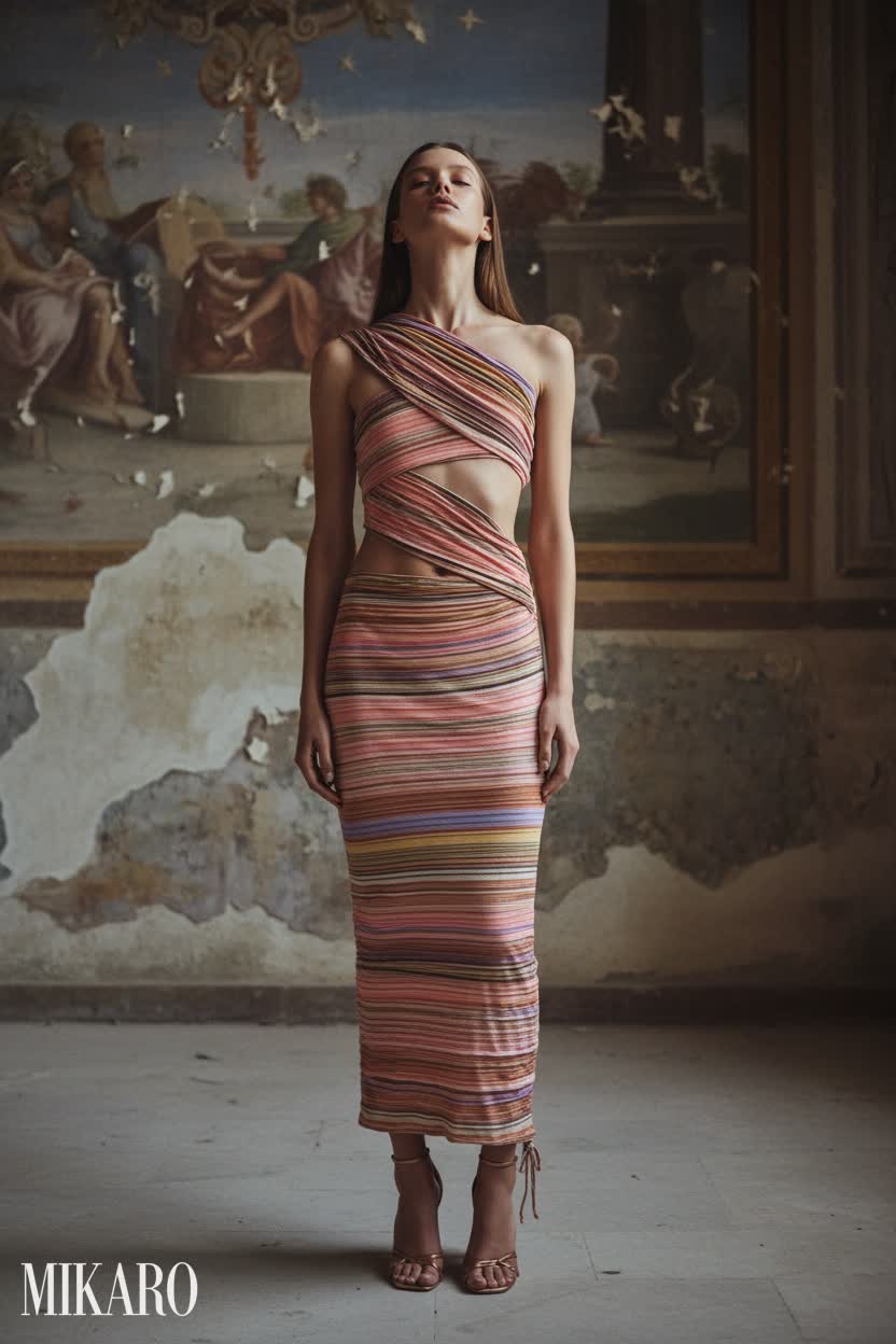 Ronny Kobo Corzo Dress - Striped Knit Midi