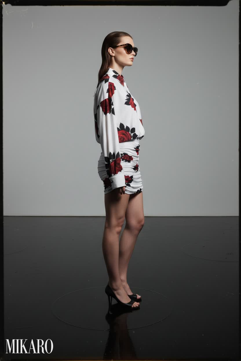 Rose Print Shirtdress with Tortoise Sunglasses