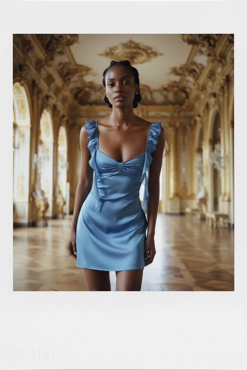 Ruffled Satin Mini Dress