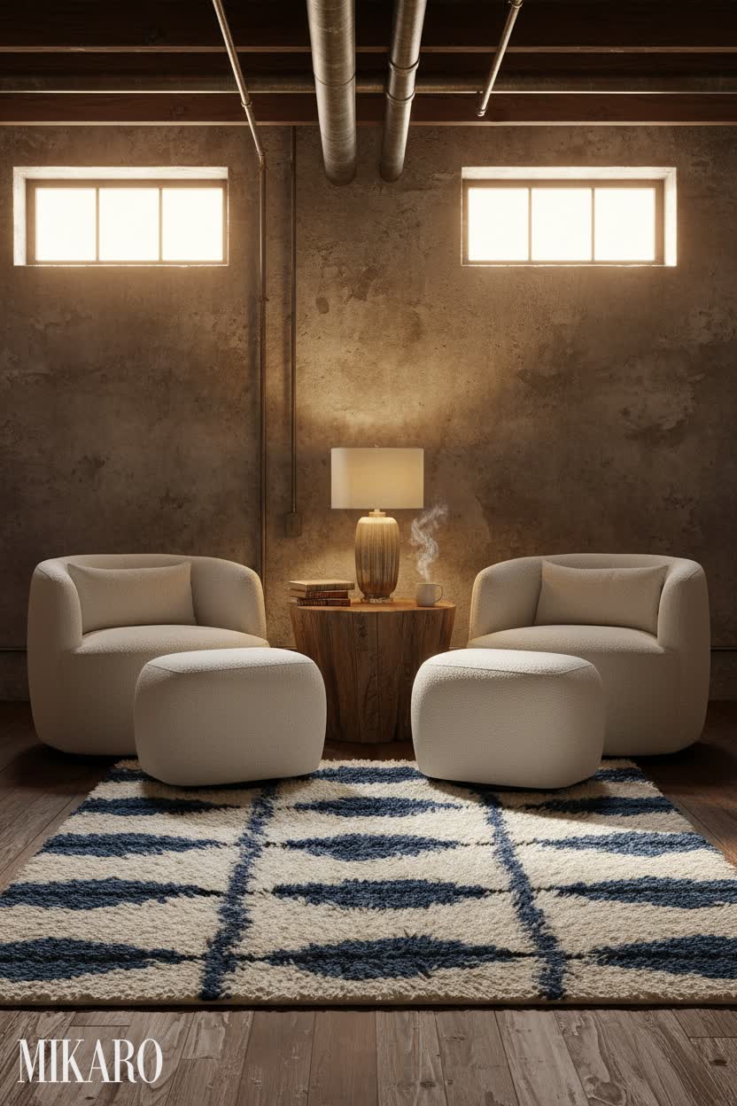 Rustic: Cozy Basement Breakfast Nook with Industrial Charm