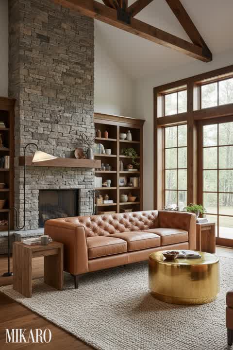 Rustic Living Room: Styling the Essex Leather Sofa
