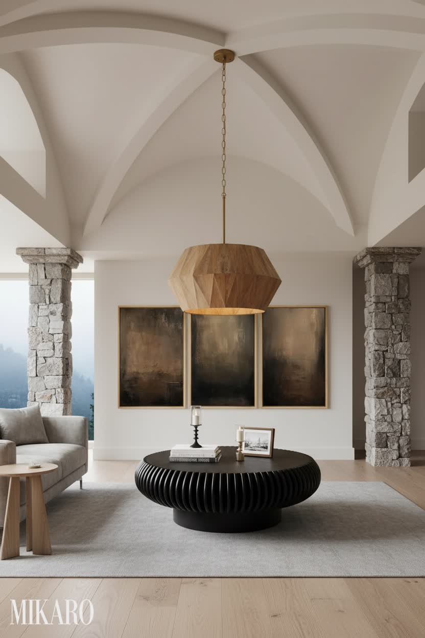 Scandinavian Serenity: Rural Alcove with Fluted Coffee Table